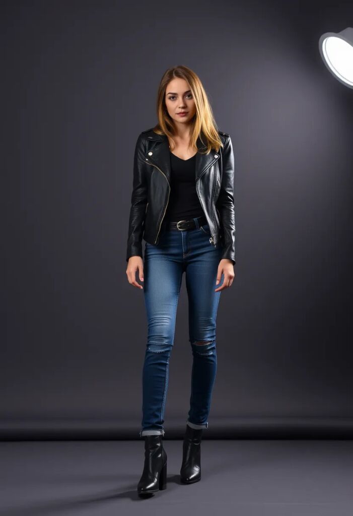 Edgy and Modern: The Leather Jacket and Jeans