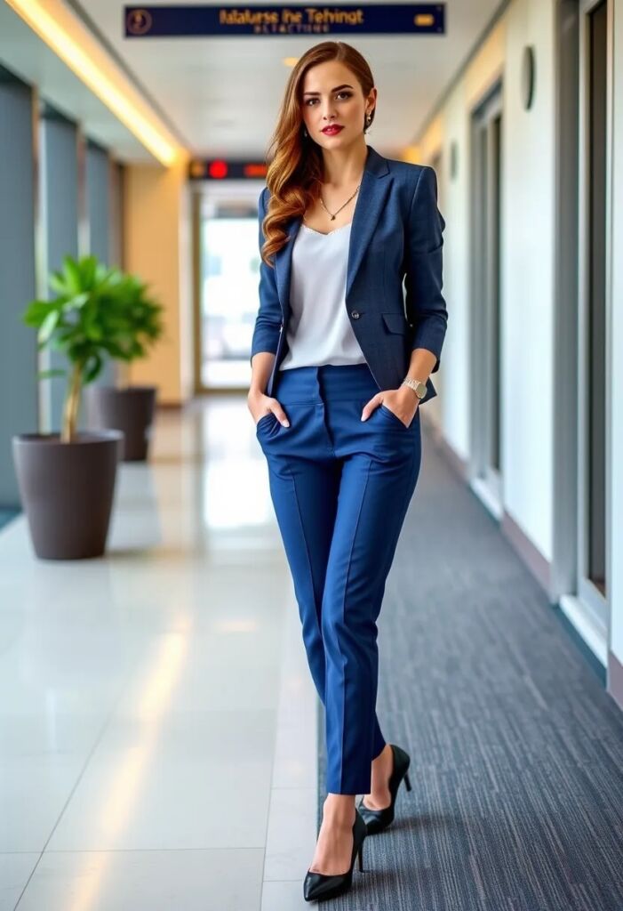 11. Cropped Trousers and Three-Quarter Sleeve Blazer